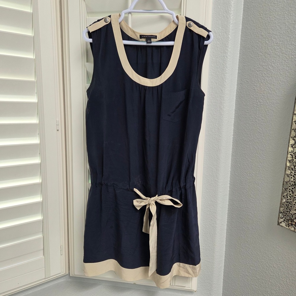 Banana Republic Navy Blue Dress Sleeveless Tie Waist Casual L - Picture 3 of 7